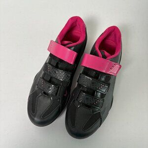 Liv Fera Cycling Shoes Womens Size 39 US 8.5 Black Pink Spin Off Road Clips